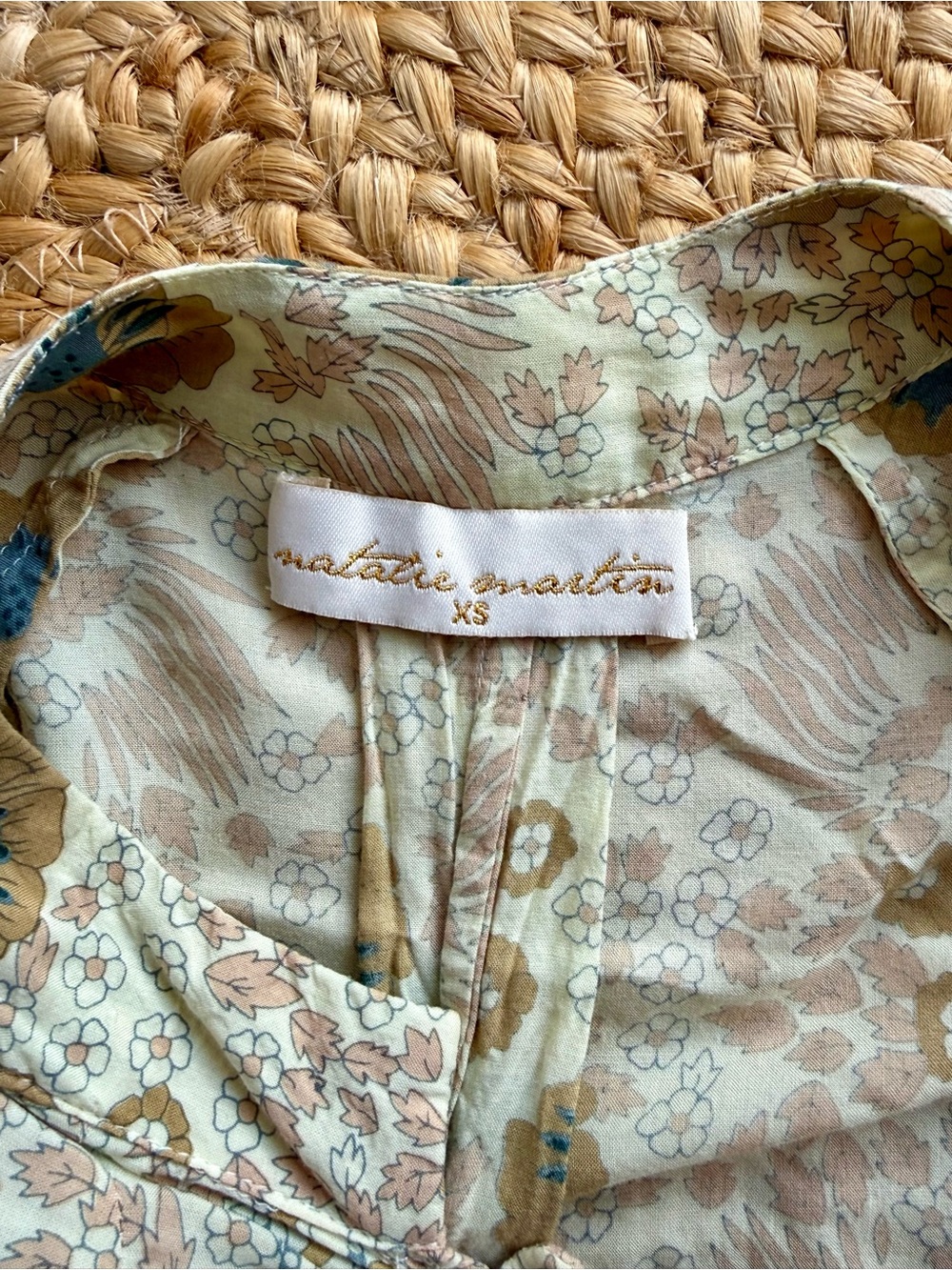 Natalie Martin Cream Maxi Dress with Sage Blue Floral Print - Picture 4 of 7